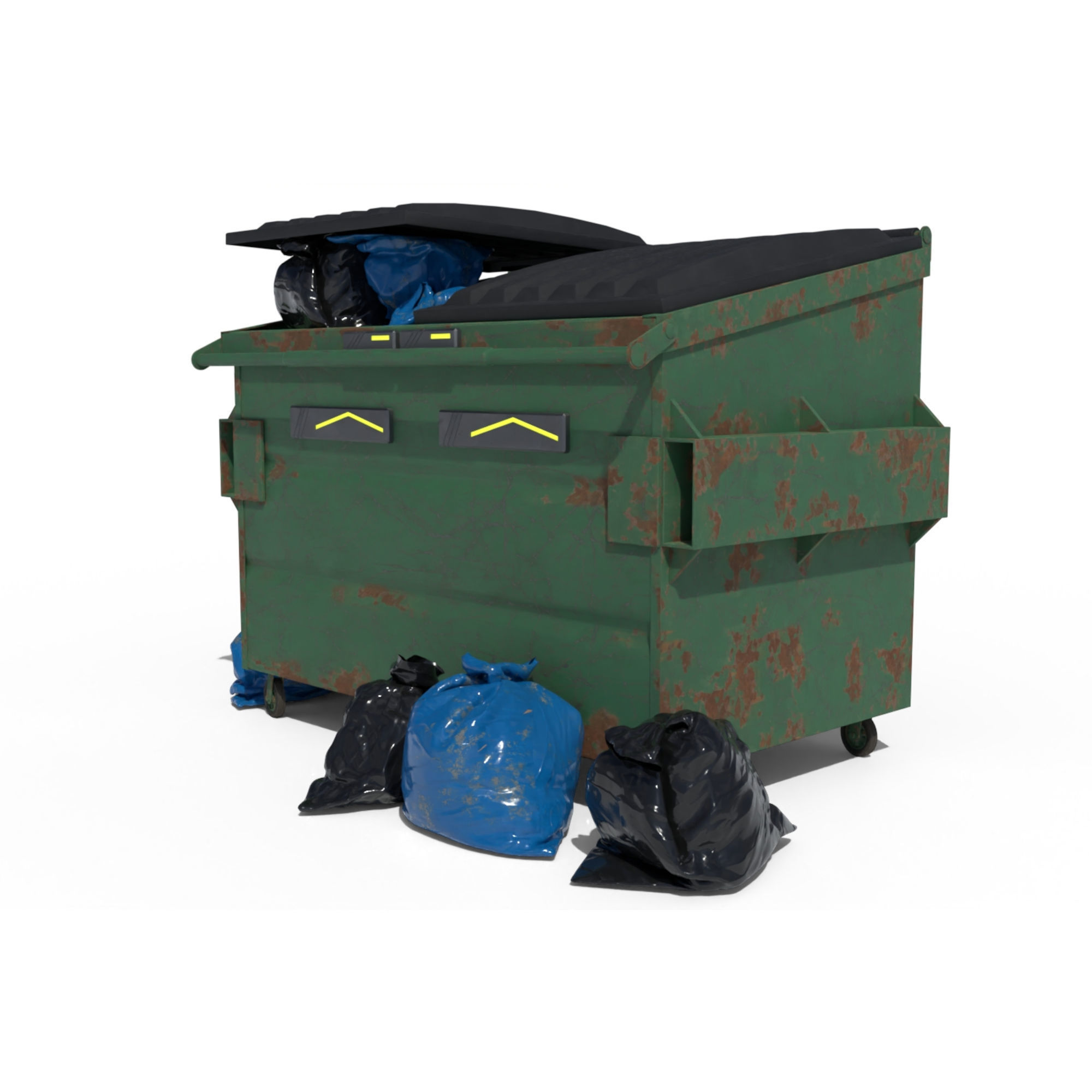 Cyberpunk Garbage Dumpster with Bags 3D model_2