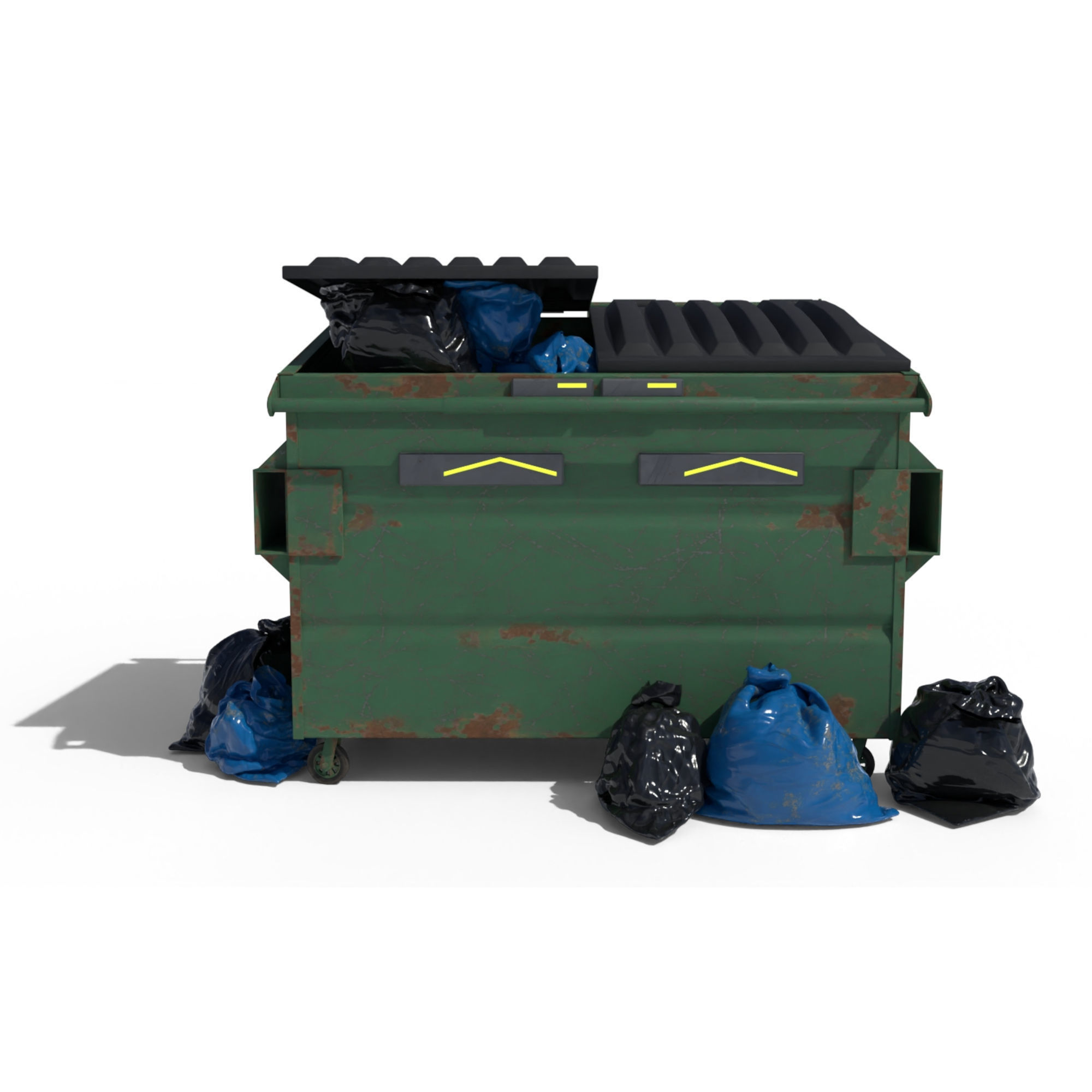Cyberpunk Garbage Dumpster with Bags 3D model_1