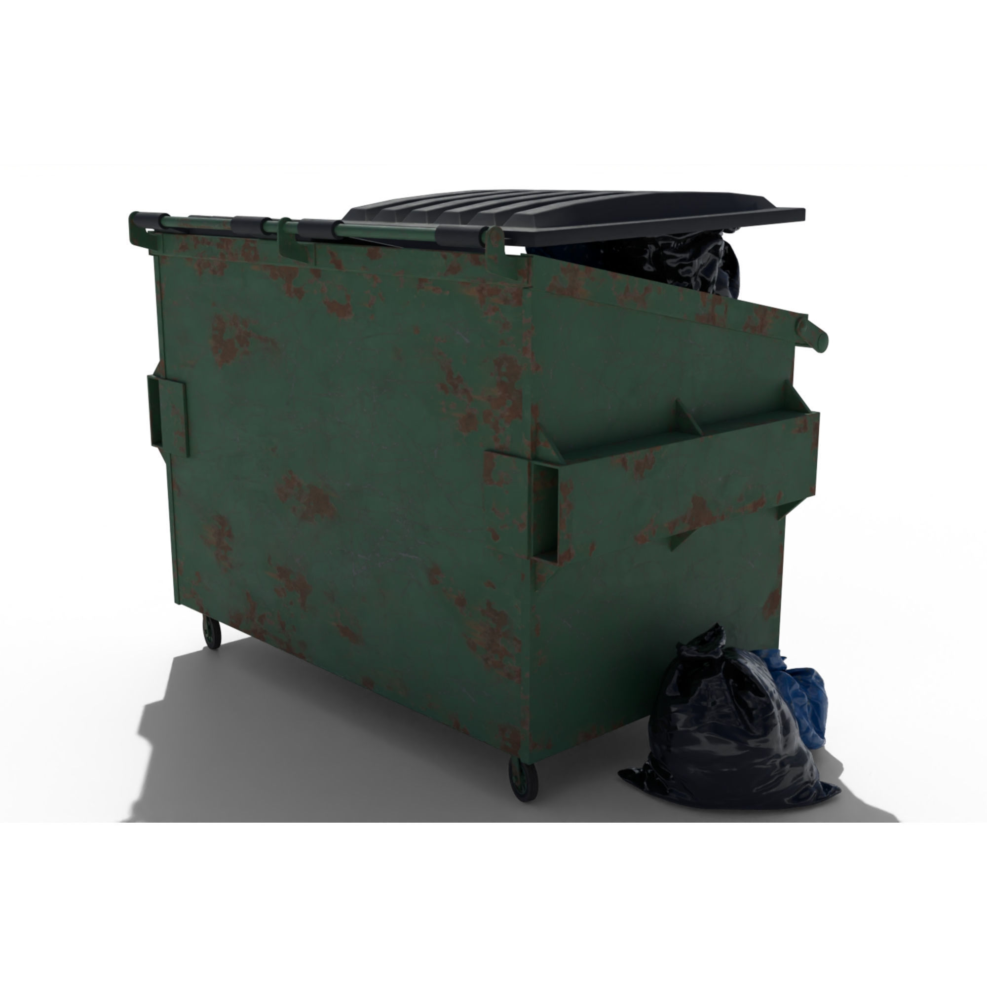 Cyberpunk Garbage Dumpster with Bags 3D model_6
