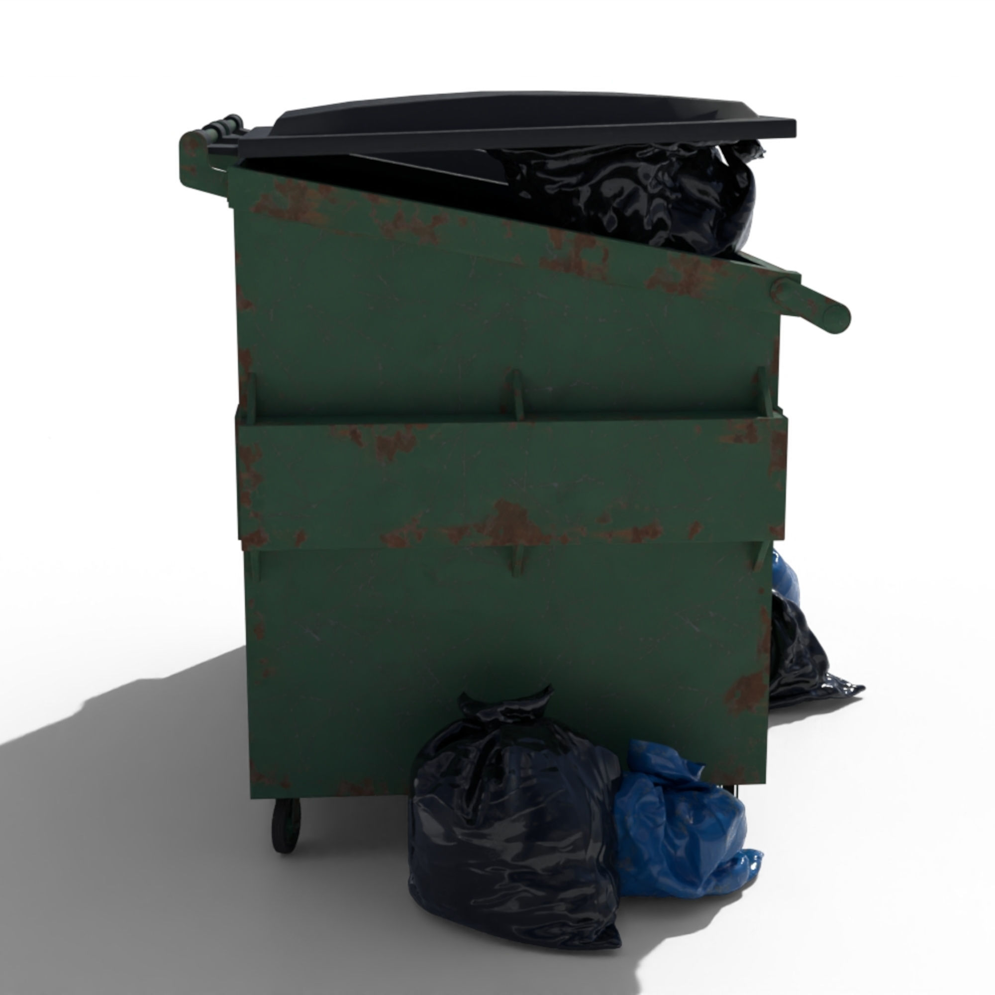 Cyberpunk Garbage Dumpster with Bags 3D model_7