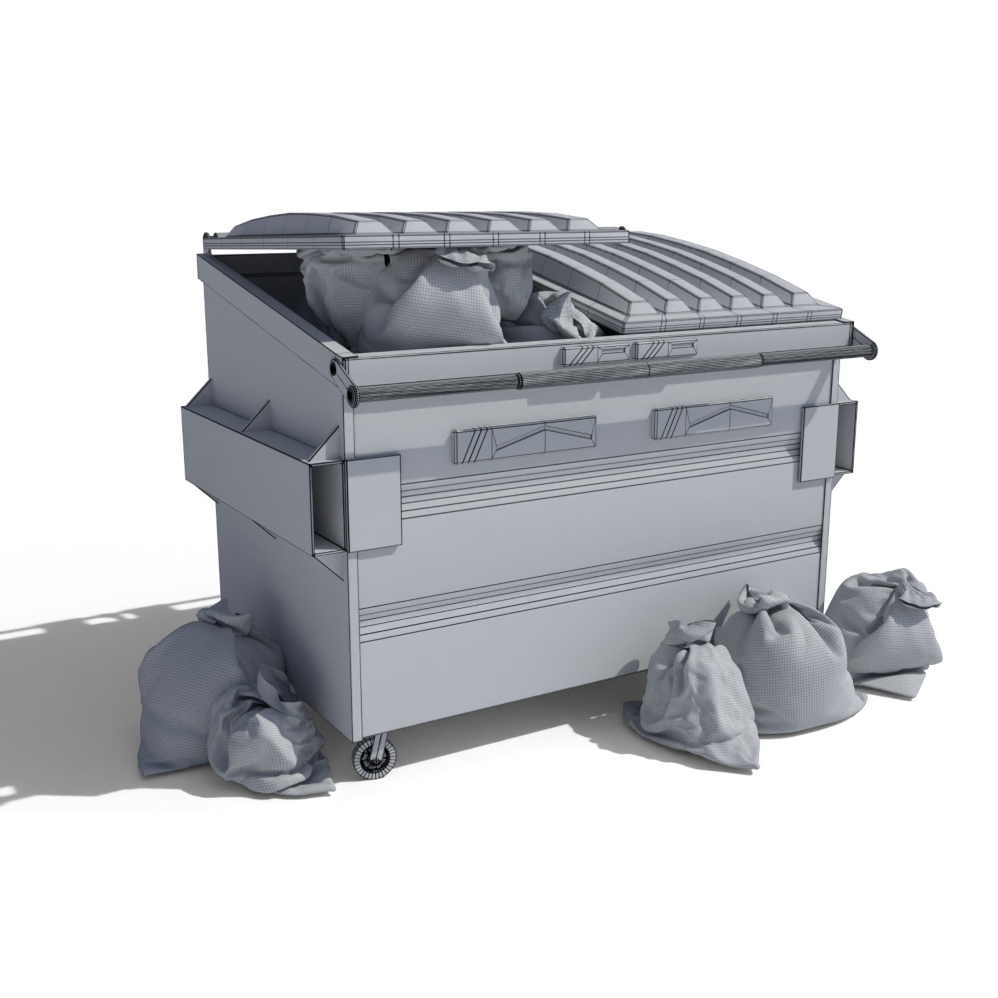Cyberpunk Garbage Dumpster with Bags 3D model_10