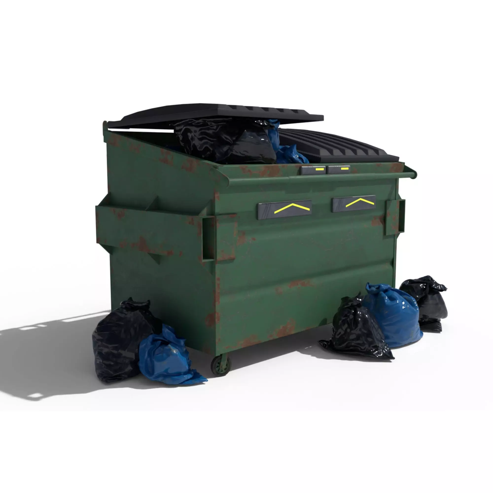 Cyberpunk Garbage Dumpster with Bags 3D model_0