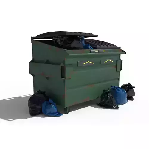 Cyberpunk Garbage Dumpster with Bags 3D model