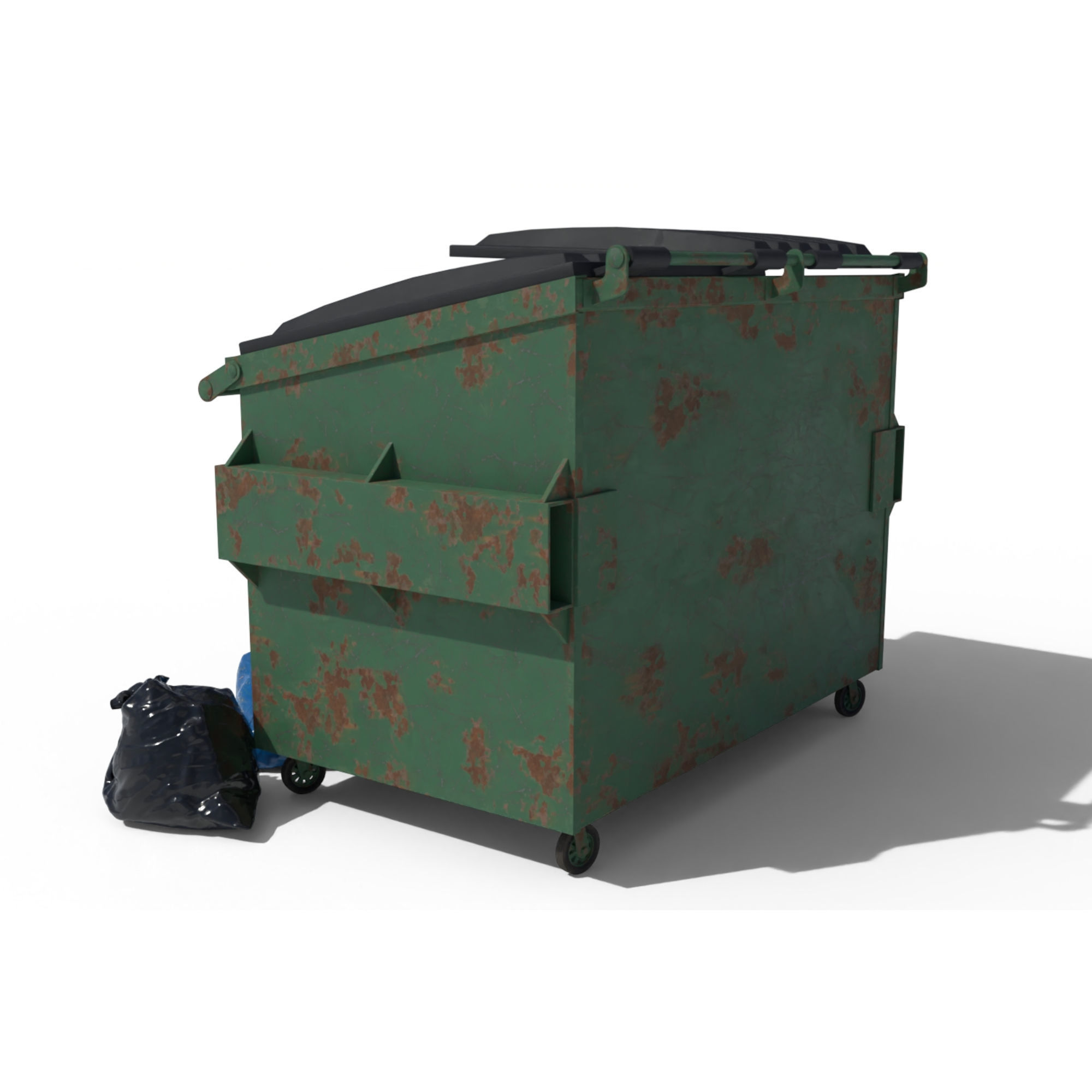 Cyberpunk Garbage Dumpster with Bags 3D model_4