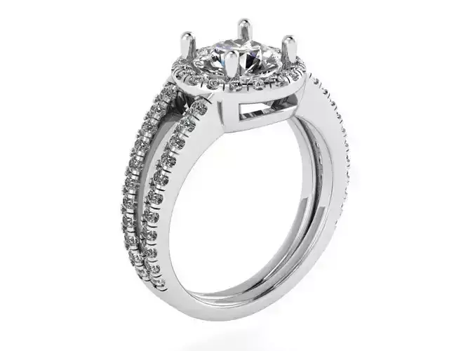 Double Halo Split Shank Ring 4046