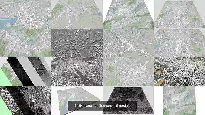 5 cityscapes of Germany  3D Model Collection