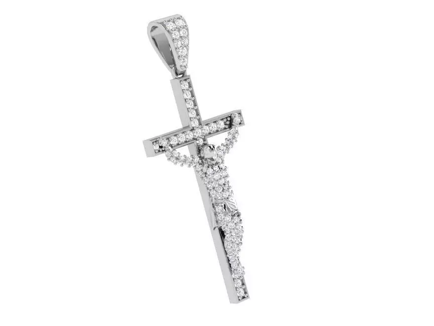 Diamond Cross Pendant With Jesus 4048 3D print model
