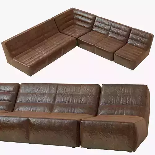 Restoration Hardware Chelsea Leather Square Corner Sectional