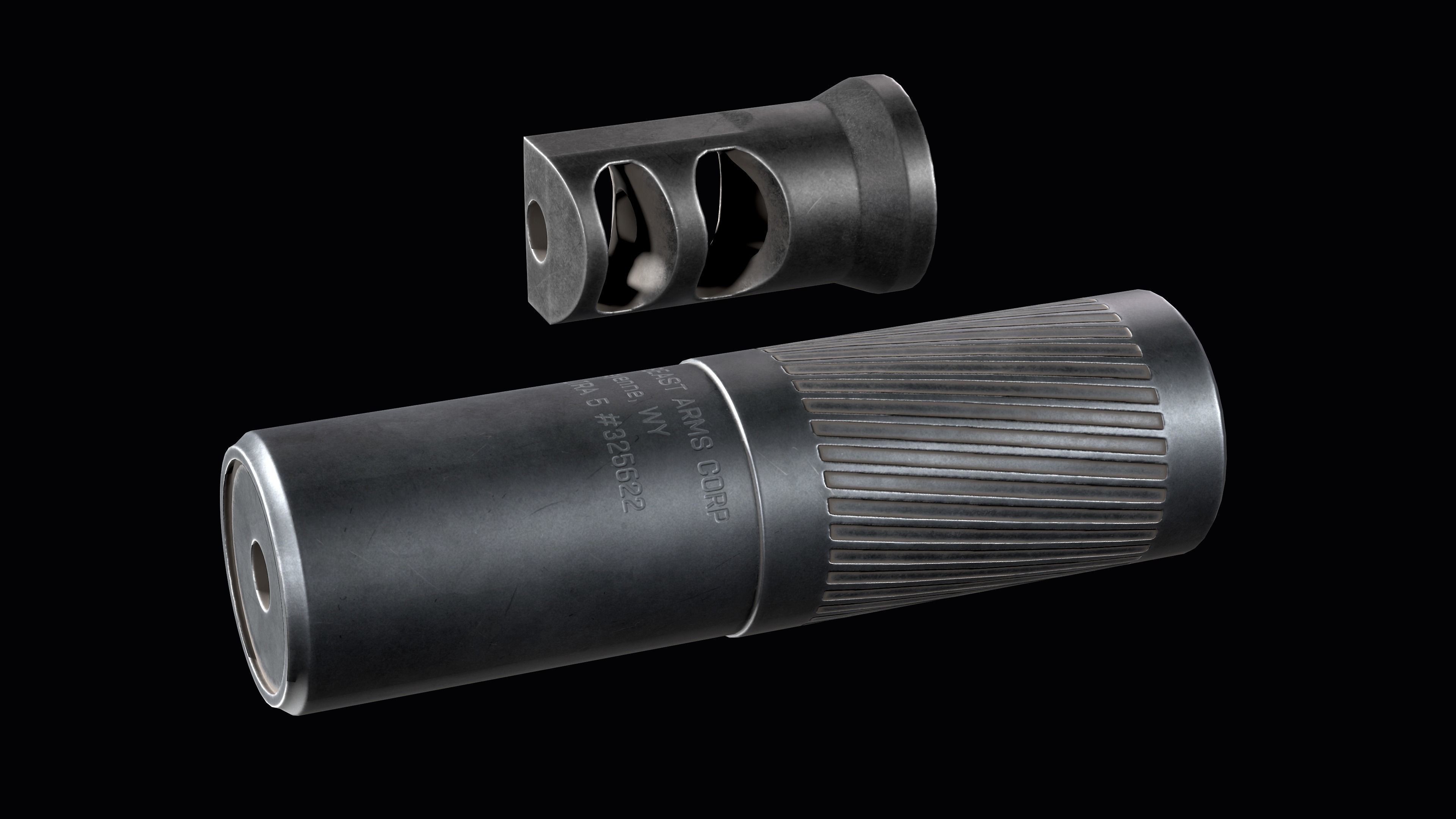 Silencer Suppressor for AR 15 AR 10 AK AKM 308 WIN 9x19mm NATO 3D Model Collection_15