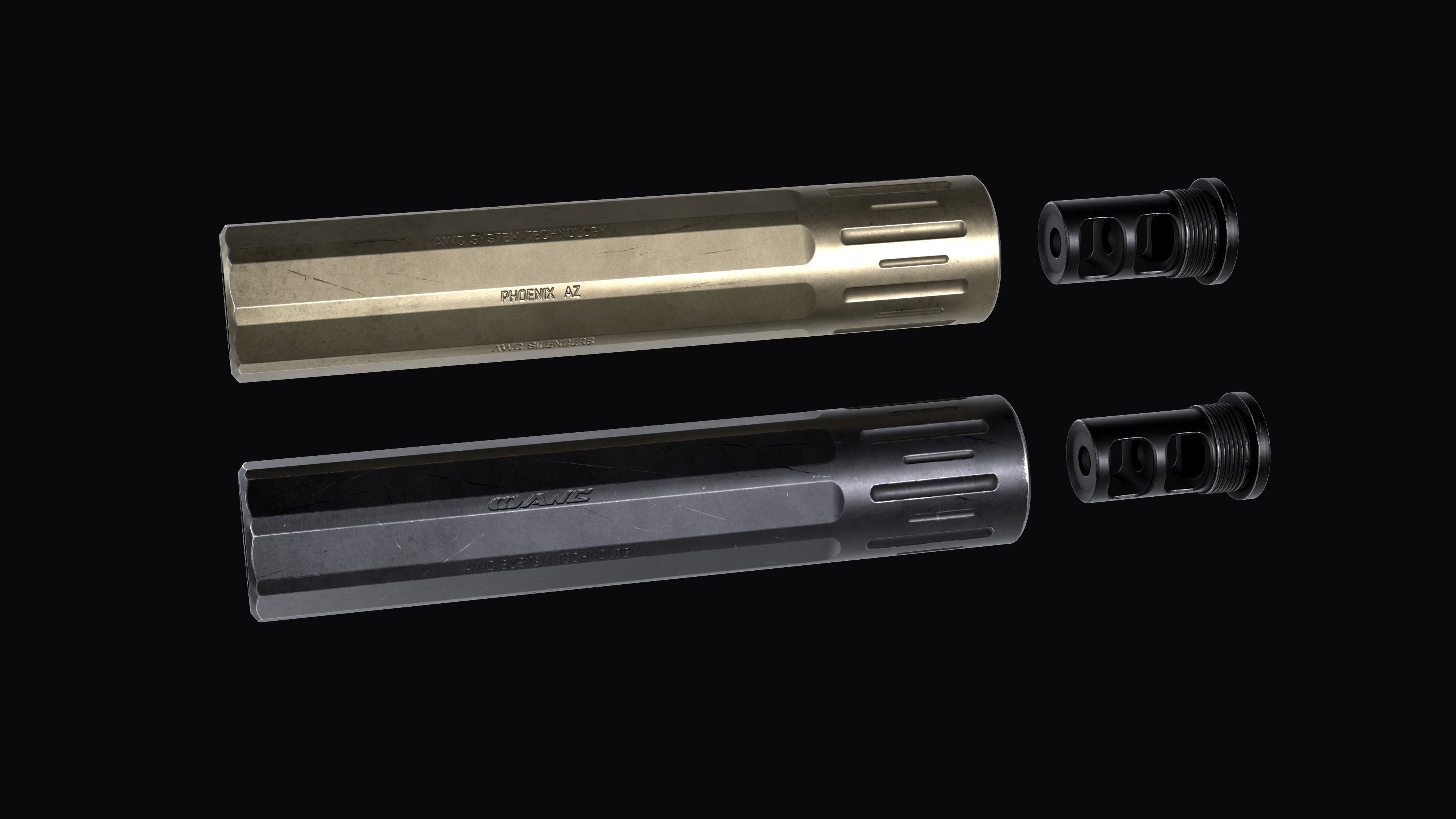 Silencer Suppressor for AR 15 AR 10 AK AKM 308 WIN 9x19mm NATO 3D Model Collection_17