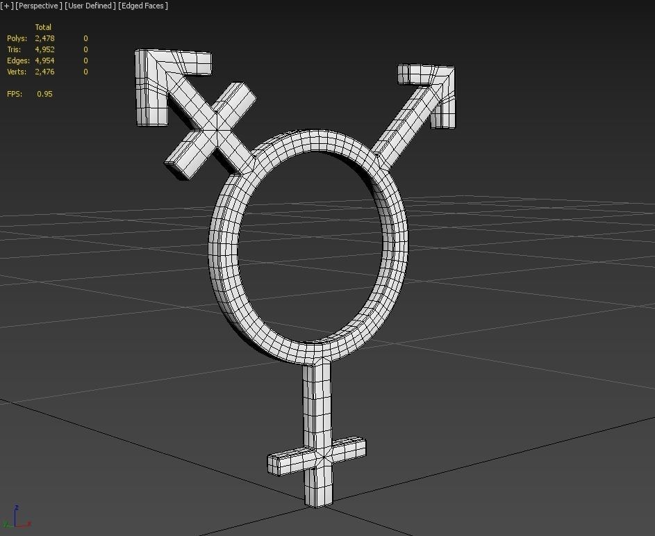 Gender Symbols -Transgender2 Low-poly 3D model_4