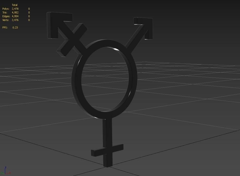 Gender Symbols -Transgender2 Low-poly 3D model_5