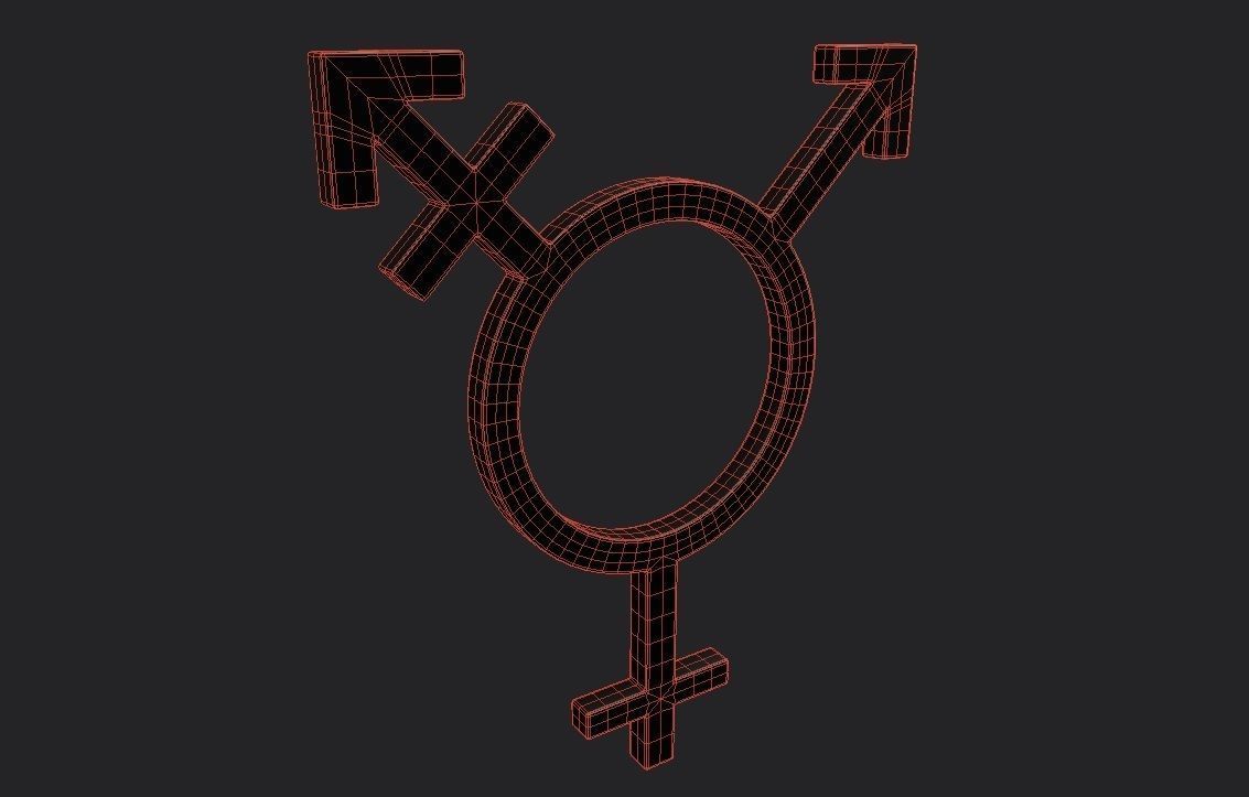 Gender Symbols -Transgender2 Low-poly 3D model_1