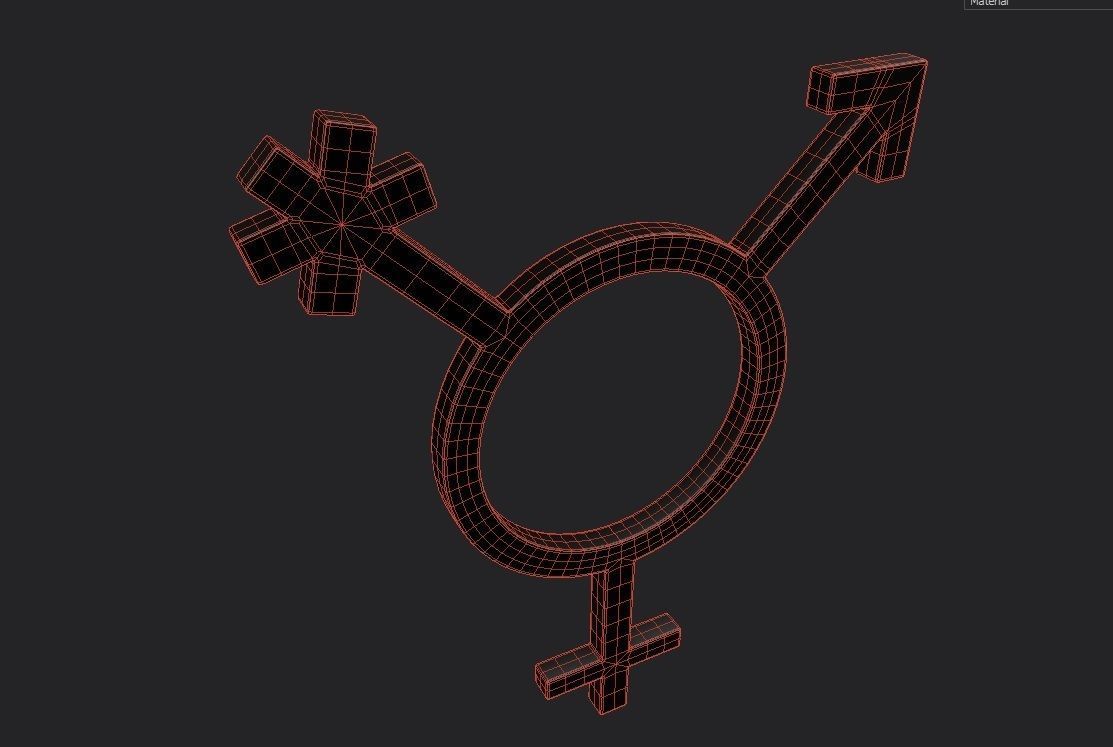 Gender Symbols -Transgender Low-poly 3D model_1