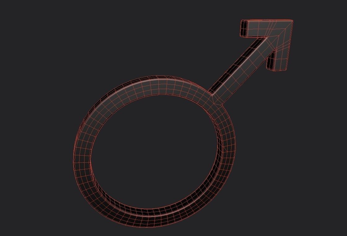 Gender Symbols -Male Low-poly 3D model_1