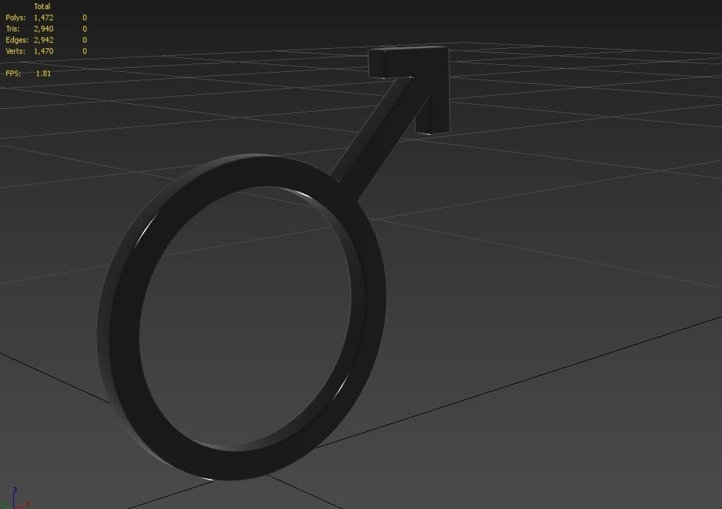 Gender Symbols -Male Low-poly 3D model_5
