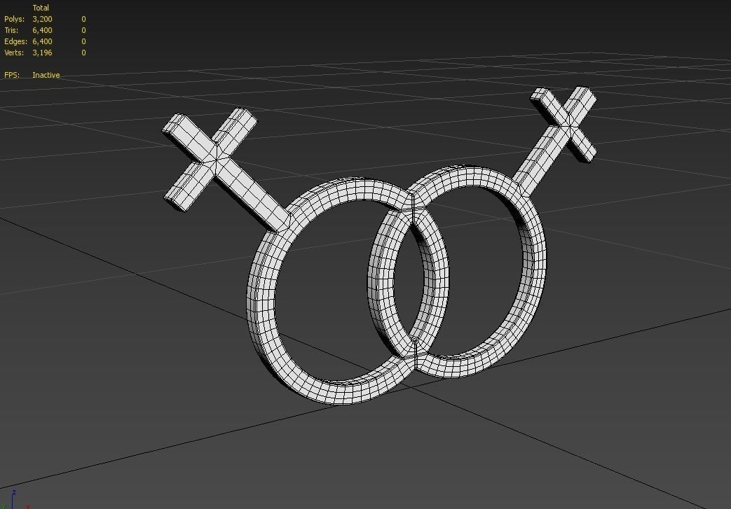 Gender Symbols -Lesbian3 Low-poly 3D model_4