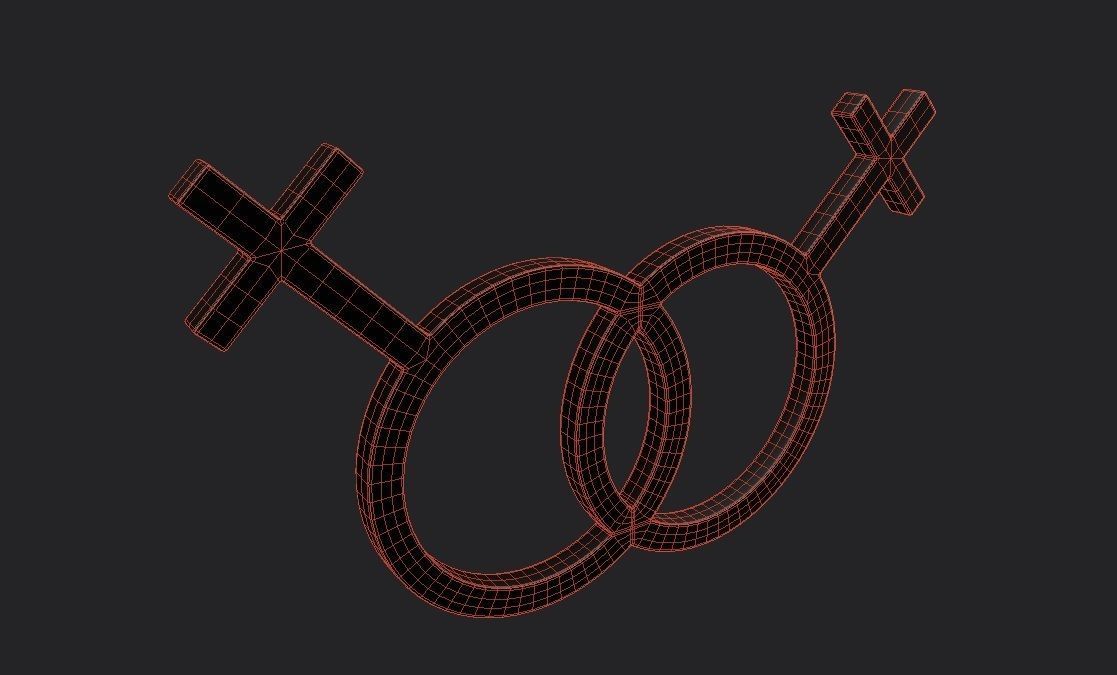 Gender Symbols -Lesbian3 Low-poly 3D model_1