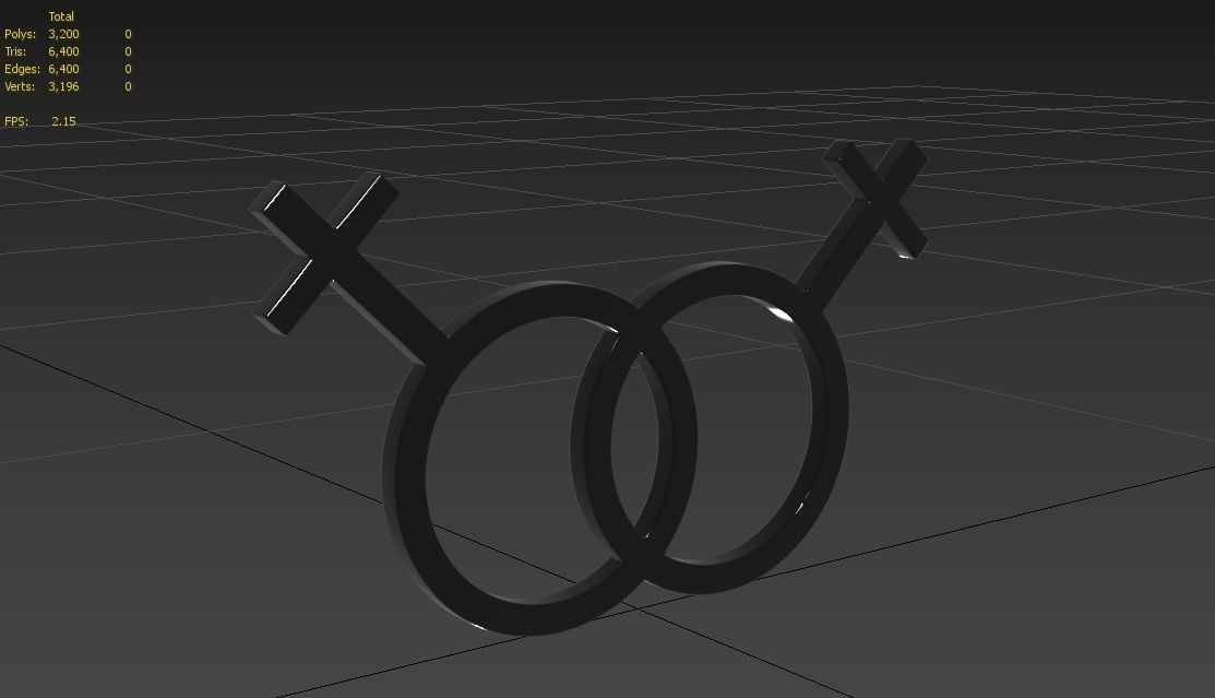 Gender Symbols -Lesbian3 Low-poly 3D model_5