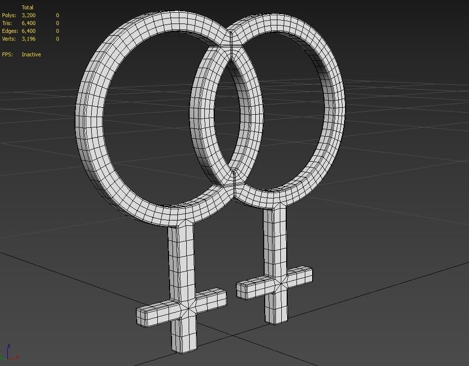 Gender Symbols -Lesbian1 Low-poly 3D model_4