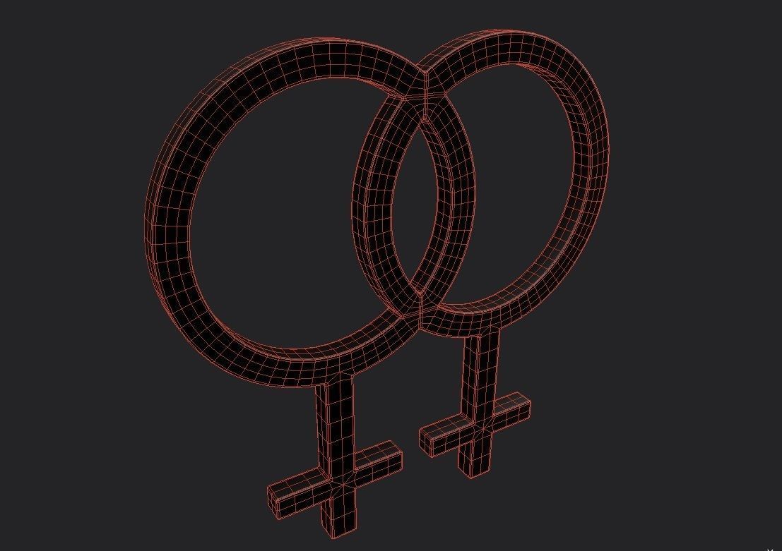 Gender Symbols -Lesbian1 Low-poly 3D model_1