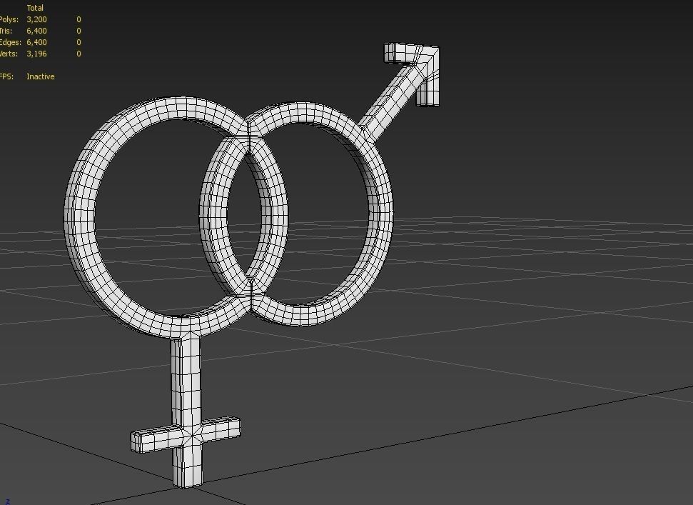 Gender Symbols -Heterosexual Low-poly 3D model_4