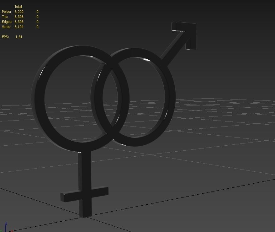 Gender Symbols -Heterosexual Low-poly 3D model_5