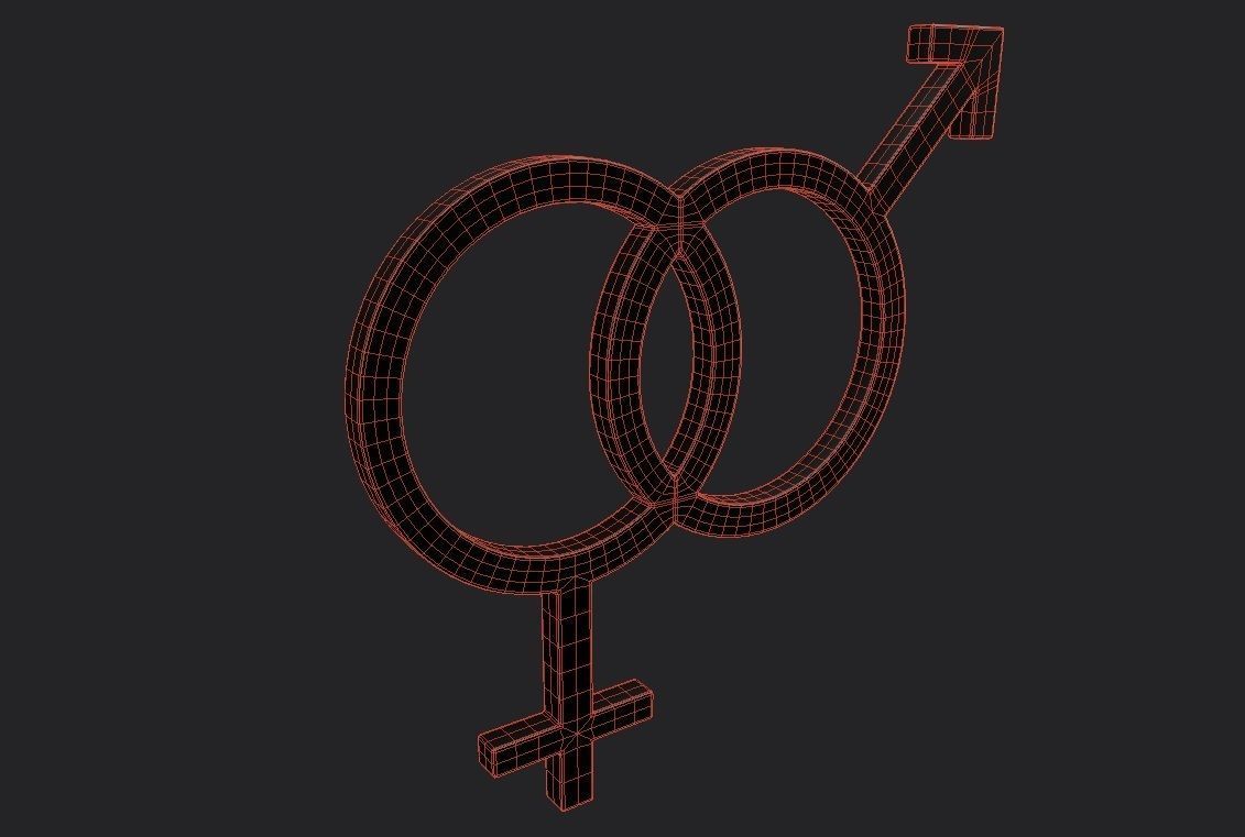 Gender Symbols -Heterosexual Low-poly 3D model_1