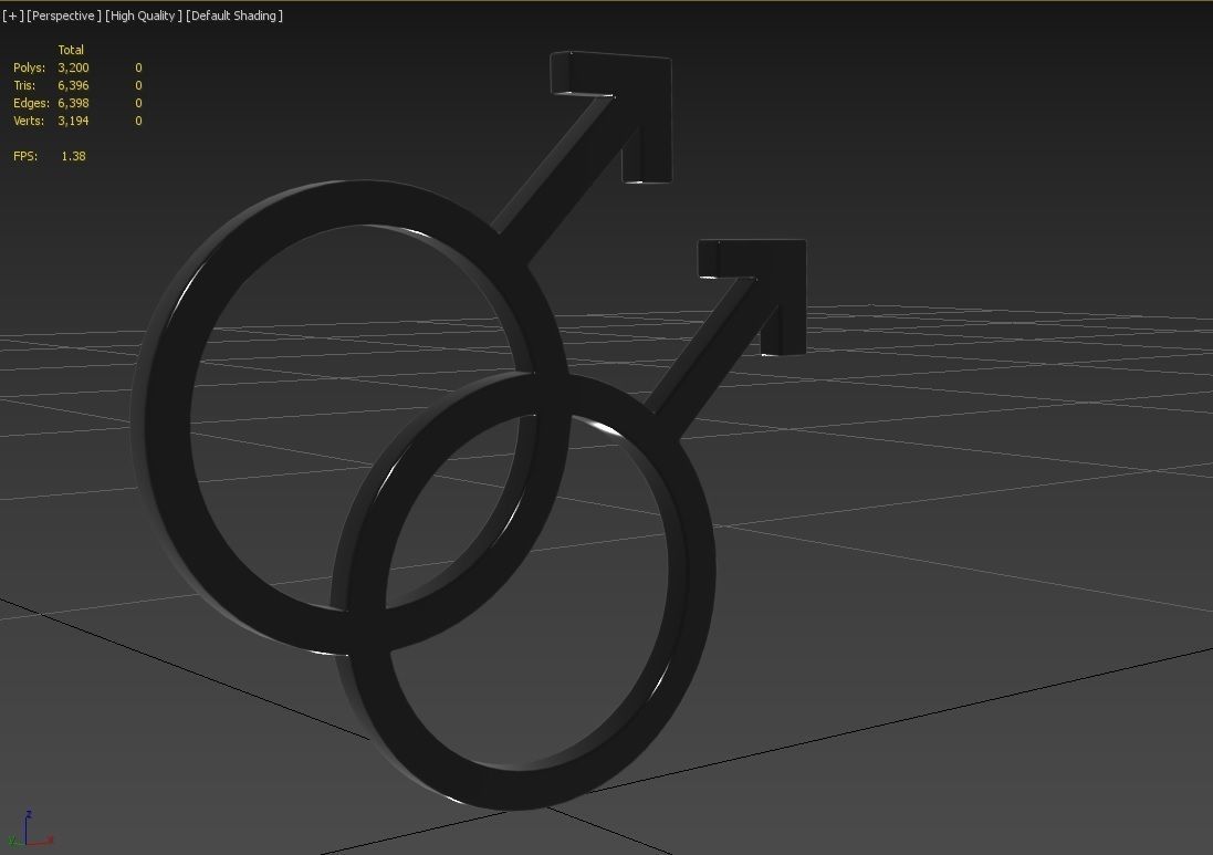 Gender Symbols -Gay Low-poly 3D model_6
