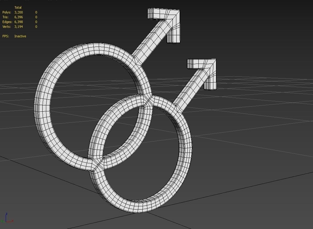 Gender Symbols -Gay Low-poly 3D model_5