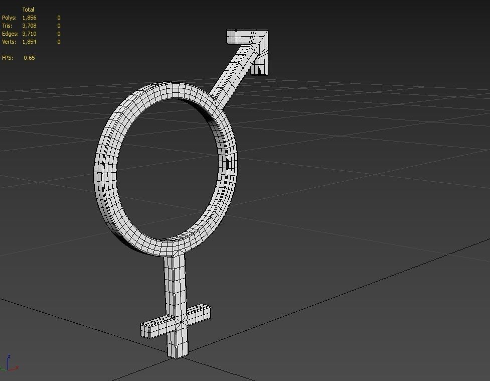 Gender Symbols -Bisexual Low-poly 3D model_5