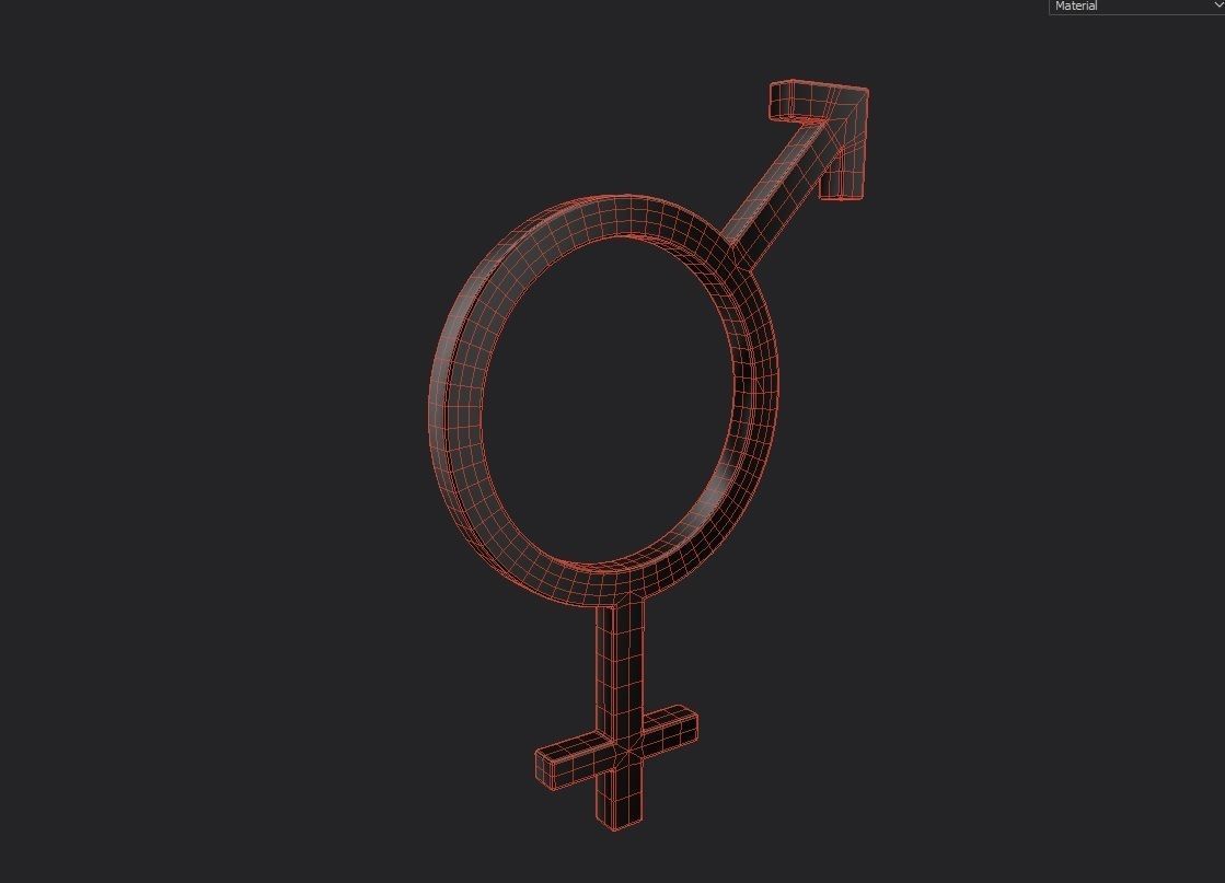 Gender Symbols -Bisexual Low-poly 3D model_1