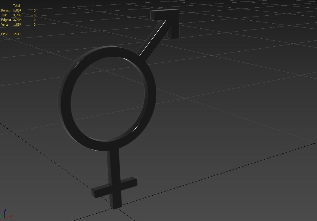Gender Symbols -Bisexual Low-poly 3D model_6