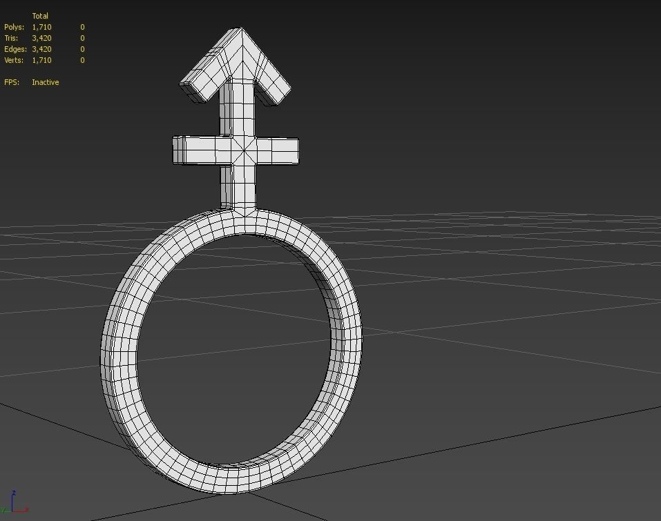 Gender Symbols -Androgyne Low-poly 3D model_4