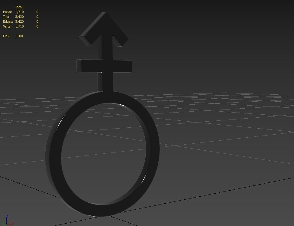 Gender Symbols -Androgyne Low-poly 3D model_5