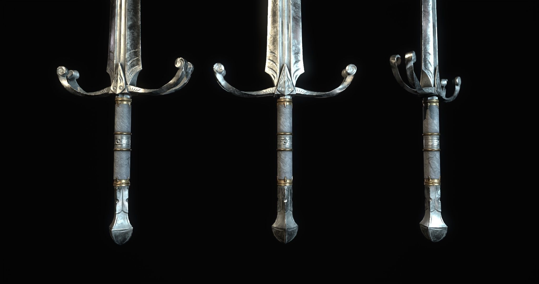 Fantazy Sword Melee Weapon Low-poly 3D model_5