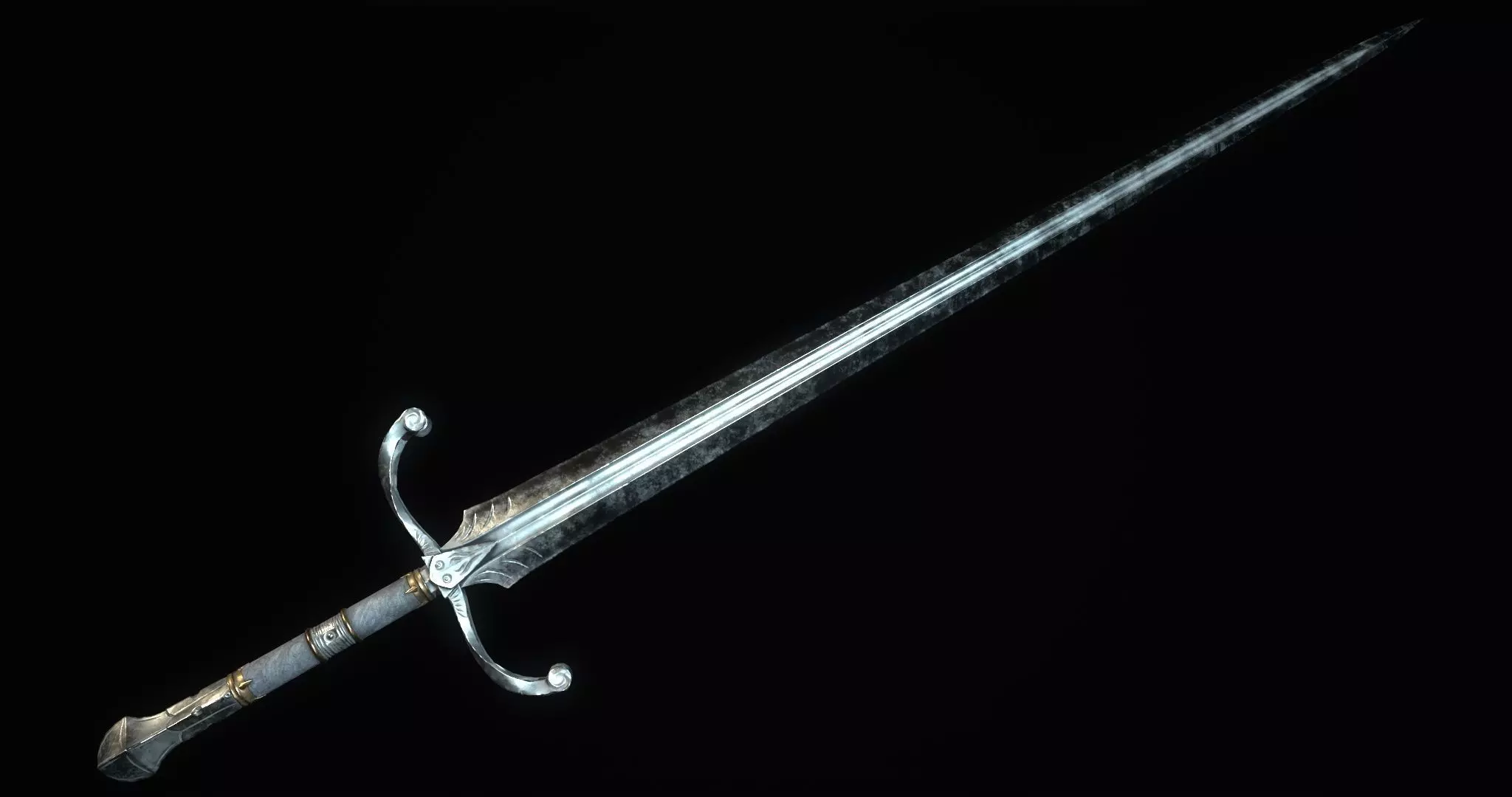 Fantazy Sword Melee Weapon Low-poly 3D model_0