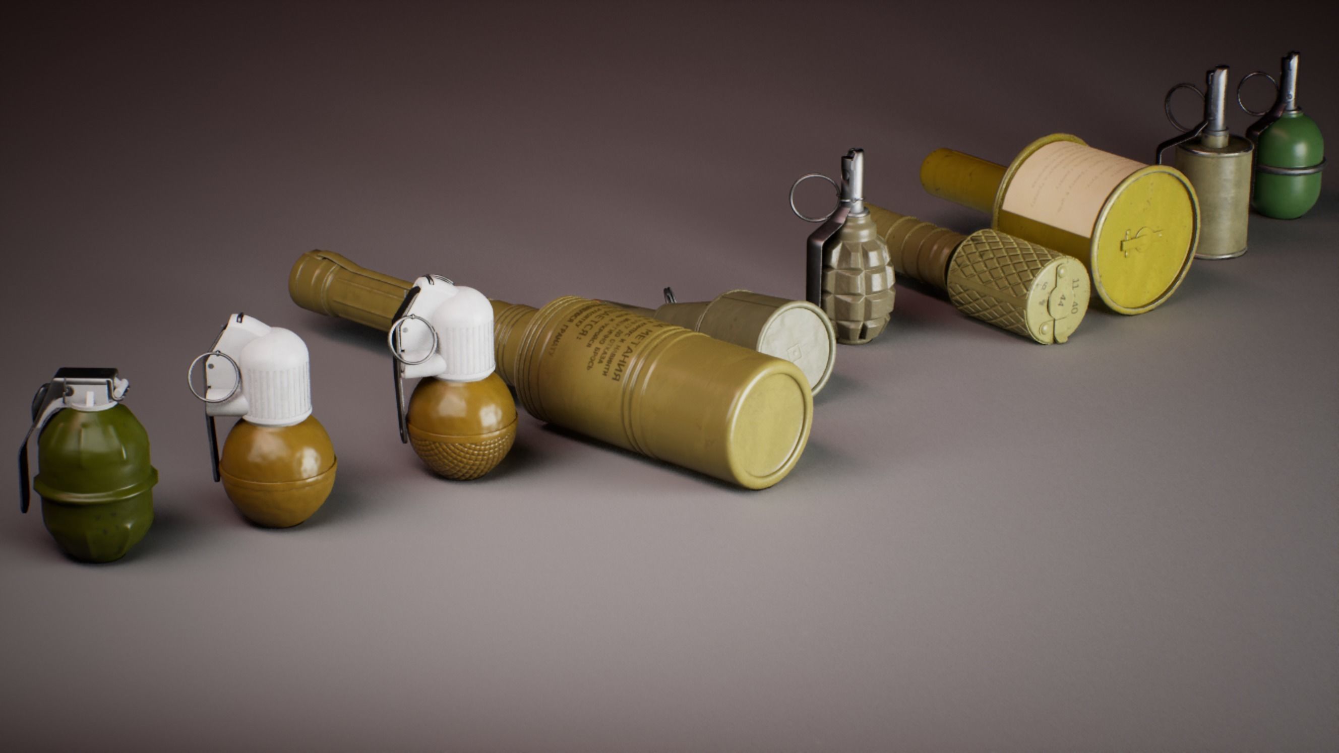 Soviet Hand Grenade Collection Low-poly 3D model_1