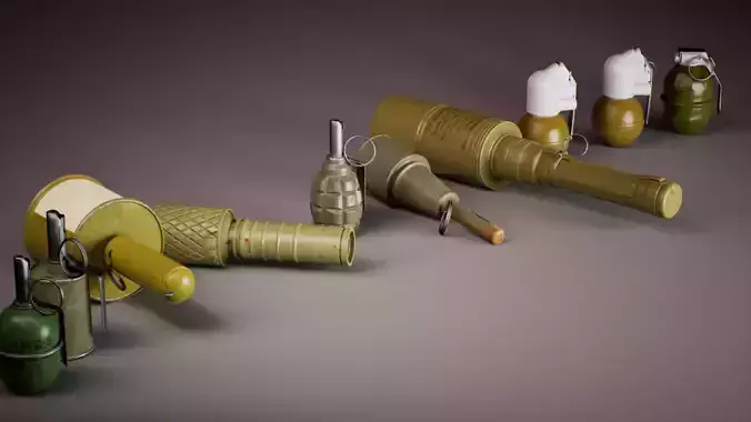 Soviet Hand Grenade Collection Low-poly 3D model