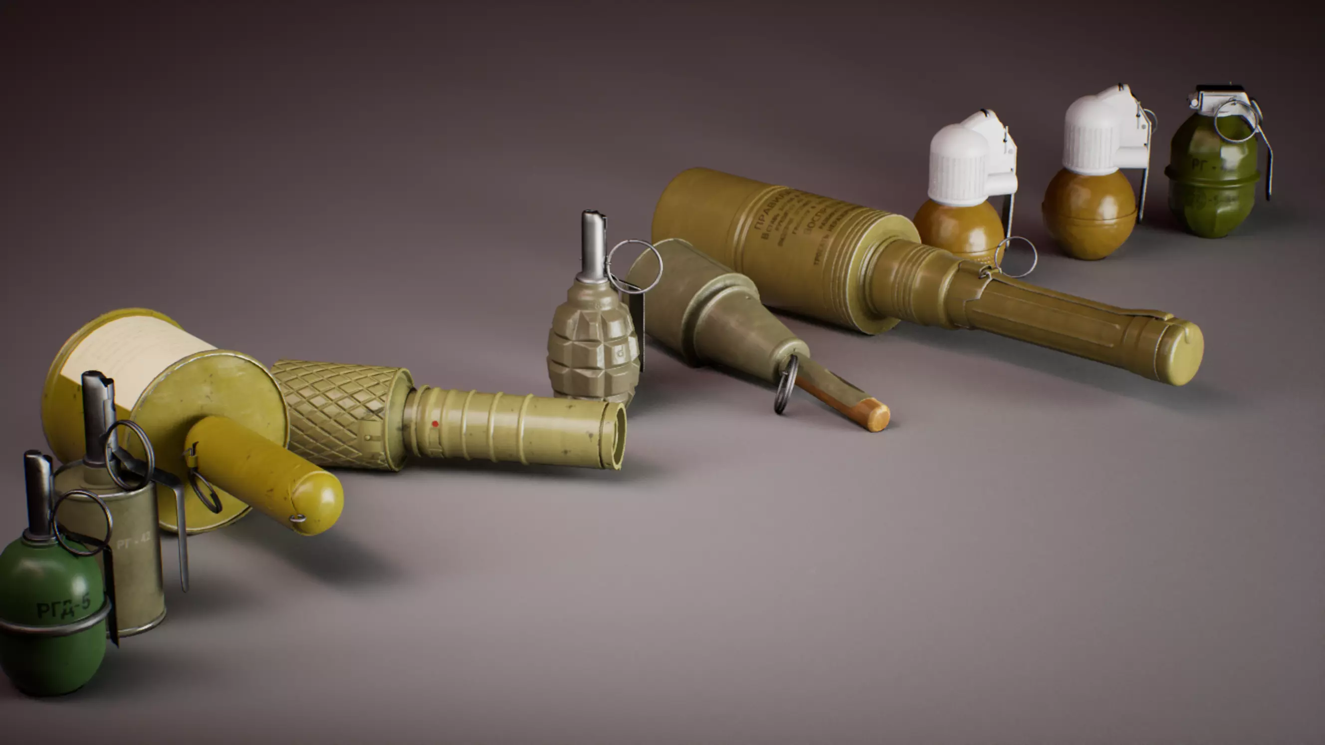 Soviet Hand Grenade Collection Low-poly 3D model_0