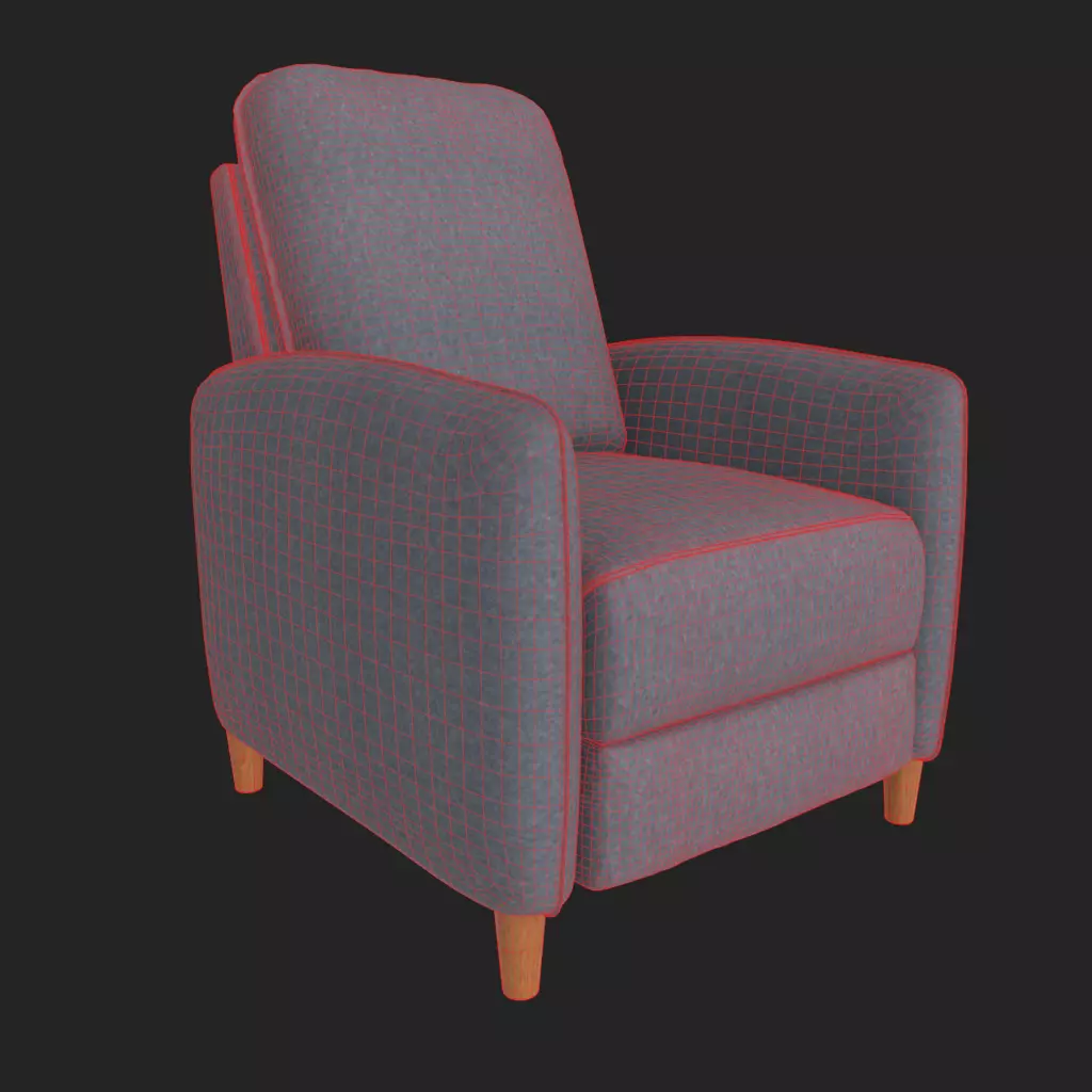 Habitat Tate Manual Pushback Recliner Chair Grey Low-poly 3D model_1