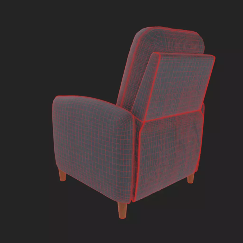 Habitat Tate Manual Pushback Recliner Chair Grey Low-poly 3D model_3