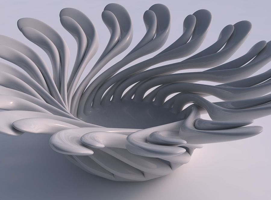Bowl twisted two layered flower with soft tips tapered 3D print model_0