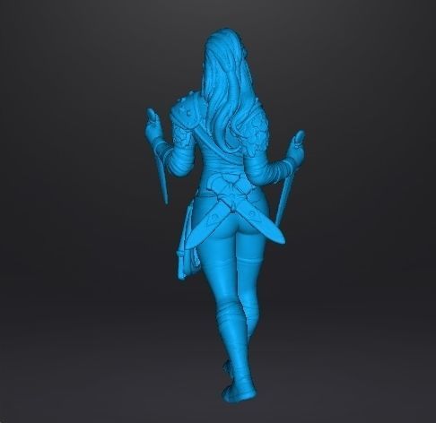FEMALE THIEF ASSASSIN MINIATURE MODEL FOR FANTASY GAMES DND RPG 3D print model_7