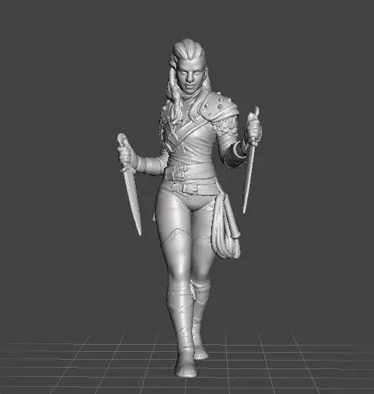 FEMALE THIEF ASSASSIN MINIATURE MODEL FOR FANTASY GAMES DND RPG 3D print model_0