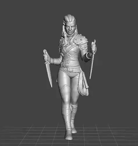 FEMALE THIEF ASSASSIN MINIATURE MODEL FOR FANTASY GAMES DND RPG 3D print model