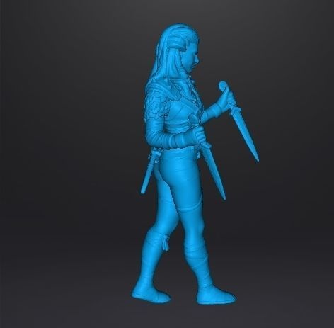 FEMALE THIEF ASSASSIN MINIATURE MODEL FOR FANTASY GAMES DND RPG 3D print model_8