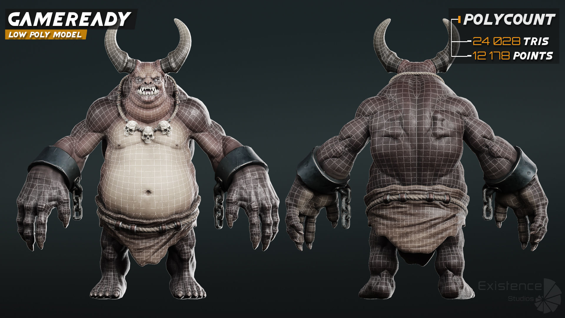 Demon Troll - Stylized Devils Warrior RPG Character Monster - 22 Low-poly 3D model_5