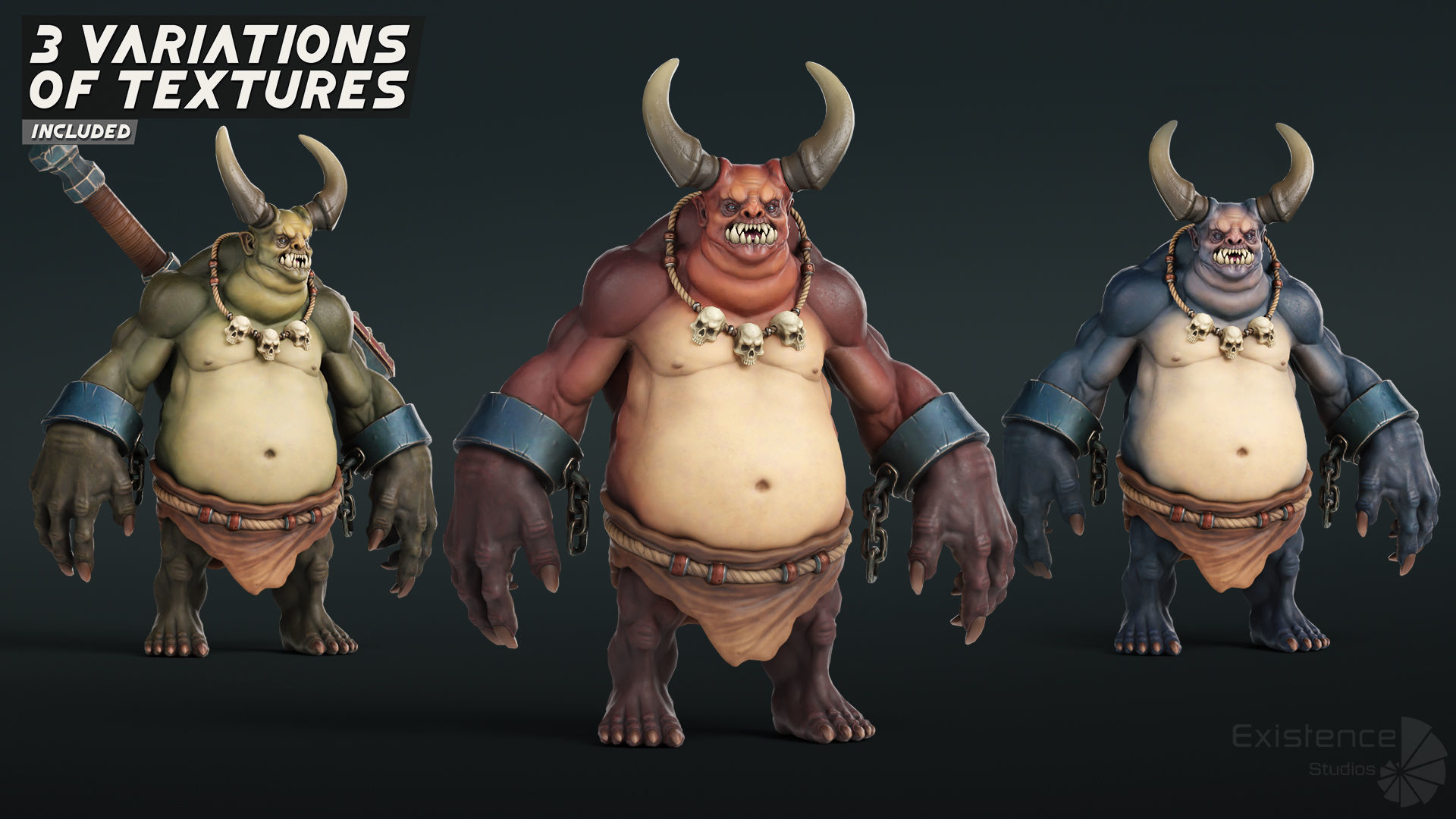 Demon Troll - Stylized Devils Warrior RPG Character Monster - 22 Low-poly 3D model_6