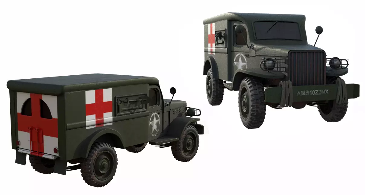 3D model 1940s war dodge truck Low-poly 3D model